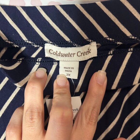 Coldwater Creek 2X Long Modest Striped Navy Skirt XXL Maxi Nautical Fisherman - Picture 3 of 6